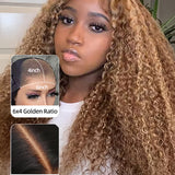 Wavymy Pre-cut Lace Wear Go 4/27 Honey Blonde Highlight Color Glueless Wig 4*6 Lace Closure Preplucked with Natural Hairline Wig