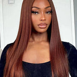 Buy 1 Get 1 | Wear Go 4x6 Reddish Brown Color Straight Wig & Deep Wave 13x4x1 Lace Part Wigs 180% Density