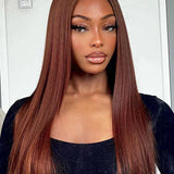 Buy 1 Get 1 | Wear Go 4x6 Reddish Brown Color Straight Wig & Deep Wave 13x4x1 Lace T-Part Wigs 180% Density