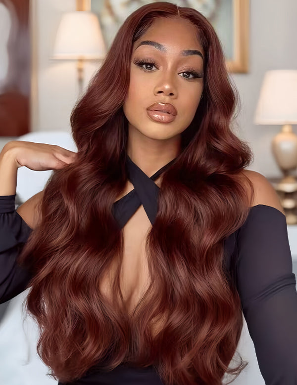 Wavymy Wear & Go Reddish Brown Kinky Curly 6x4 Lace Closure 180% Density Wig