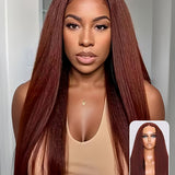 Wavymy Wear & Go Reddish Brown Kinky Straight 9x6 Pre Everything Glueless Lace Wigs Human Hair Customized Colors Wigs