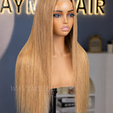 Wavymy 27 Colored Honey Blonde  Straight Wear Go Wigs Glueless 7x5 Lace Closure Wig 180% Density
