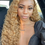 Wavymy #27 Colored Honey Blonde Water Wave Wear Go Wigs Glueless 6x4 Lace Closure Wig 180% Density
