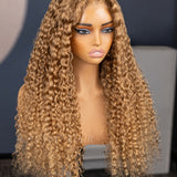 Wavymy #27 Colored Honey Blonde Water Wave Wear Go Wigs Glueless 7x5 Lace Closure Wig 180% Density