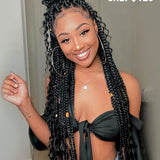 Wavymy 36 Inches Small Triangle Knotless Box Braids With Water Wave Ends Braided Wig