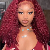 Wavymy 99J Burgundy Burmese Curly M-Cap 9x6 Pre-Cut Lace Wear & Go Wig Beginner Friendly 180% Density