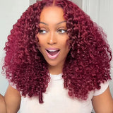 Wavymy 99J Burgundy Burmese Curly M-Cap 9x6 Pre-Cut Lace Wear & Go Wig Beginner Friendly 180% Density