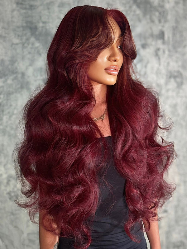 burgundy layered wig