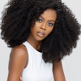 Wavymy Afro Curly 3 In 1 Half Wig Upgrade Drawstring No Lace No Glue Human Hair Wigs 180% Density