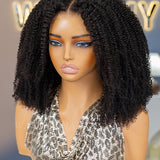 Wavymy Afro Curly 7x5 HD Lace Closure Wig Pre-bleached Wear & Go Glueless Wigs Dome Cap 180% Density
