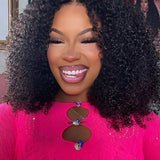 Wavymy Afro Curly V Part Wig No Glue No Gel Virgin Human Hair Thin Part Wig 180% Density 12 Inches