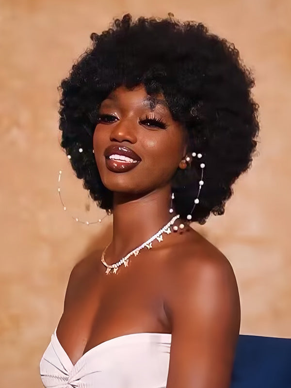 short Afro kinky curly pixie wig