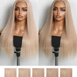 Wavymy Ash Blonde Straight Hair 7x5 Pre-Cut Lace Pre-Plucked Wear Go Glueless Wig 180% Density