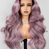 Wavymy Ash Purple Body Wave Wear Go Glueless Wigs 7x5 Lace Closure Wigs 180% Density