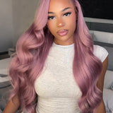 Wavymy Ash Purple Body Wave Wear Go Glueless Wigs 7x5 Lace Closure Wigs 180% Density