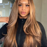 Wavymy Blonde Brown Highlight Body Wave Wear Go Glueless Wig 7x5 Lace Human Hair Wigs
