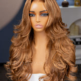 Wavymy Blonde Highlight Layered Cut Body Wave Wear Go Glueless 7x5 Lace Wigs Custom Colors Human Hair Wigs