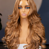 Wavymy Blonde Highlight Layered Cut Body Wave Wear Go Glueless 7x5 Lace Wigs Custom Colors Human Hair Wigs