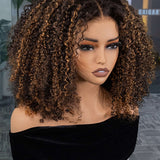 Wavymy Blonde Highlights Afro Kinky Curly 7x5 Lace Glueless Wigs Wear & Go Wigs Dome Cap Layered Curly Hairstyle