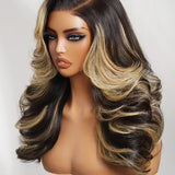 Wavymy Blonde Highlights Layer Pre-styled Side Part Wig Wear Go Glueless 7x5 Lace Closure Wigs