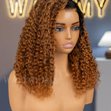 Wavymy Blonde Highlights Water Wave with Black Roots 7x5 Lace Wigs Wear & Go Glueless Wigs Human Hair 180% Density
