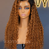 Wavymy Blonde Highlights Water Wave with Black Roots 7x5 Lace Wigs Wear & Go Glueless Wigs Human Hair 180% Density