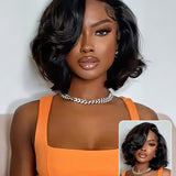 Wavymy Brown Blowout Layered Wave Bob Wigs M-Cap 9x6 Pre-Cut Lace Wear Go Glueless Wigs 180% Density