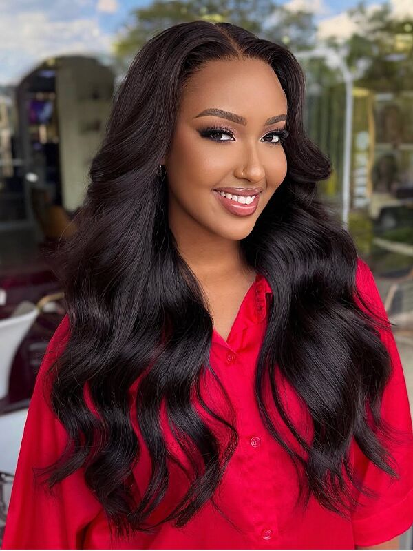 Human Hair Glueless Wig 20 Inch 180% Density Pre Plucked Pre Cut 7x5 Lace Wavymy Wear Go Glueless C-Part 7x5 Lace Wigs Human Hair Pre  main image 4