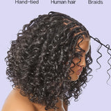 Wavymy Boho Braids Deep Curly Pre-Bleached Wear & Go 7x5 Lace Wig Pre-Cut Lace Braided Top Human Hair Glueless Wig 180% Density