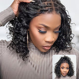Wavymy Boho Braids Deep Curly Pre-Bleached Wear & Go 7x5 Lace Wig Pre-Cut Lace Braided Top Human Hair Glueless Wig 180% Density