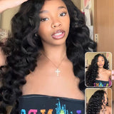 Wavymy Bouncy Wand Curl Drawstring Half Wigs Beginner Friendly No Lace No Glue Human Hair Wig