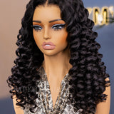 Wavymy Bouncy Wand Curly 7x5 Lace Wig Wear & Go Glueless Wigs Human Hair 180% Density
