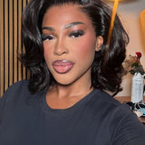 Wavymy Brown Blowout Layered Wave Bob Wigs M-Cap 9x6 Pre-Cut Lace Wear Go Glueless Wigs 180% Density