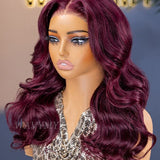 Wavymy Burgundy Cherry Color Body Wave Wear Go Glueless 7x5 Lace Wigs Human Hair Wigs