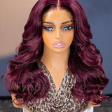 Wavymy Burgundy Cherry Color Body Wave Wear Go Glueless 7x5 Lace Wigs Human Hair Wigs