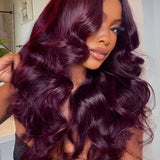 Wavymy Burgundy Cherry Color Body Wave Wear Go Glueless 7x5 Lace Wigs Human Hair Wigs