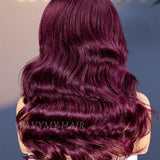 Wavymy Burgundy Cherry Color Body Wave Wear Go Glueless 7x5 Lace Wigs Human Hair Wigs