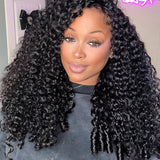 Wavymy Burmese Curly Drawstring Half Wigs Seamless Flip Over Wig Beginner Friendly No Lace No Glue Human Hair 180% Density