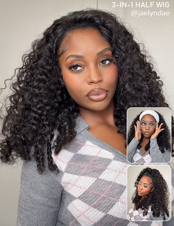 3 in 1 burmese curly half wig wig