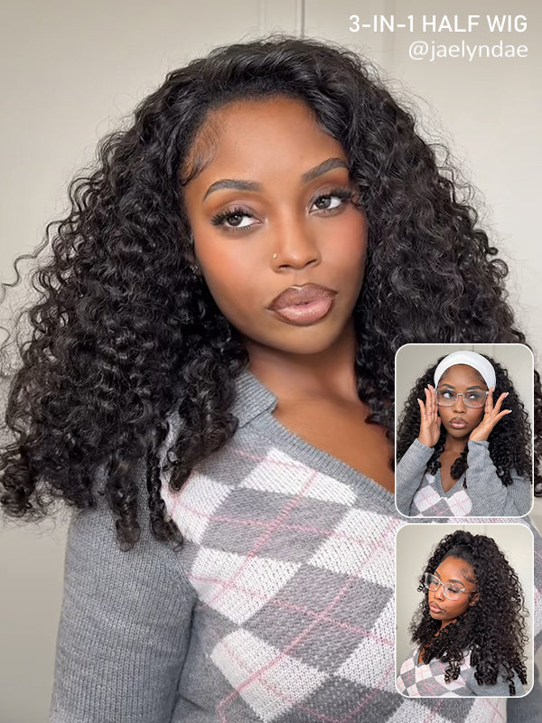 3 in 1 burmese curly half wig wig