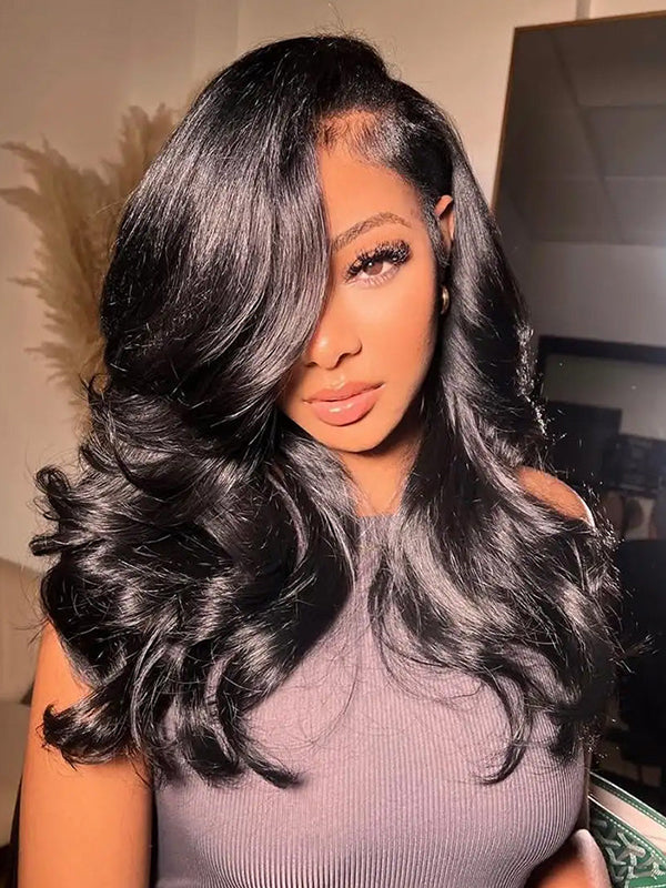 Wavymy C-Part Body Wave Wear Go Glueless 7x5 Lace Wig Pre-Cut Lace Closure Wig Pre-Plucked Natural Hairline 180% Density