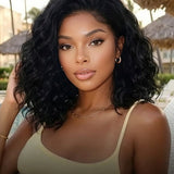 Wavymy C-Part Loose Wavy Bob Drawstring Wig Pre-bleached Wear Go Glueless 7x5 Lace Closure Wigs 180% Density