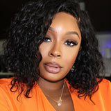 Wavymy C-Part Loose Wavy Bob Drawstring Wig Pre-bleached Wear Go Glueless 7x5 Lace Closure Wigs 180% Density