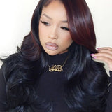 Wavymy Cherry Burgundy Ombre Body Wave Wear Go Glueless 7x5 Lace Wigs Human Hair Wigs