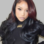 human hair 7x5 lace glueless cherry burgundy ombre wig 