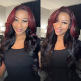 Wavymy Cherry Burgundy Ombre Body Wave Wear Go Glueless 7x5 Lace Wigs Human Hair Customized Color Wigs