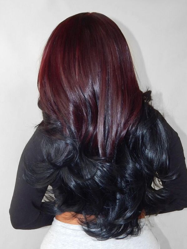 7x5 glueless burgundy black cherry hair color wig