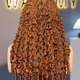 Wavymy Chestnut Brown Burmese Curly Wear Go Wig Curly Texture Wig with Finger Coil Ends 7x5 Lace Closure Wig Glueless Wig 180% Density