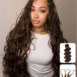 Wavymy Chocolate Brown Body Wave Miracle Knots Feather Crochet Hair Boho Braids Lightweight Human Hair Extension