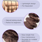 Wavymy Chocolate Brown Body Wave Miracle Knots Feather Crochet Hair Boho Braids Lightweight Human Hair Extension